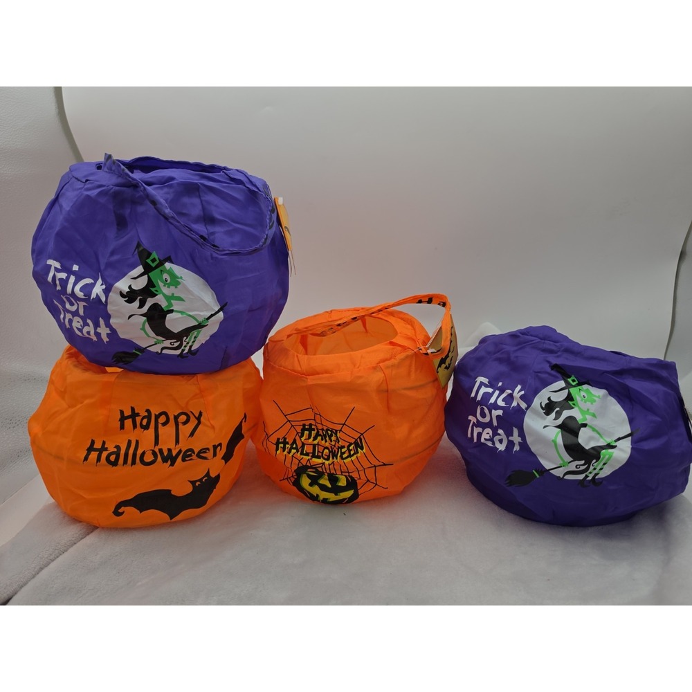 4pc Trick Or Treat Candy Bag Collapsible New Party Favor Tote